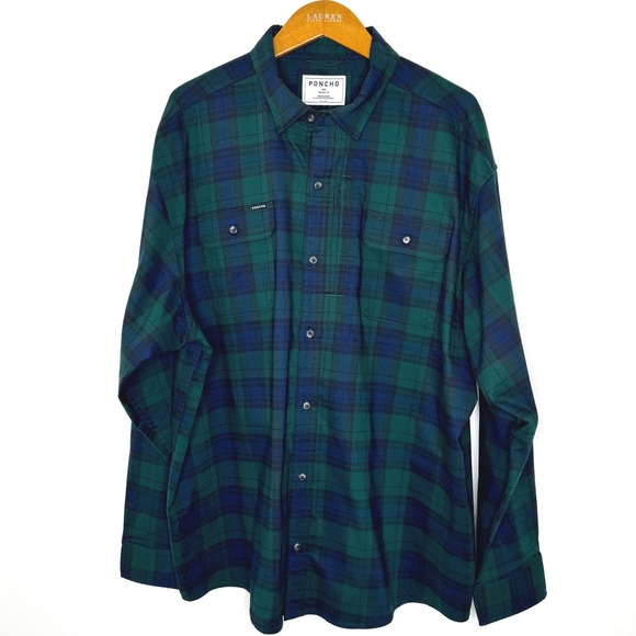 Poncho The Cascade Flannel Button Front Regular Fit XXL - Picture 1 of 11
